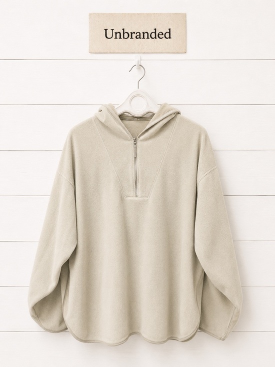 Tops - Beige Half-Zip Hoodie – Size 2X (see measurements)